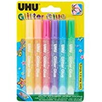 UHU Pegamento Decorativo con Purpurina- Multicolor- 610 ml (39110) colores pastel- Pack 610ml